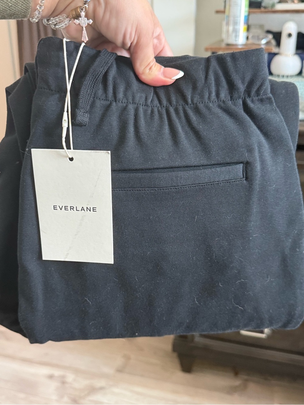Everlane Black Elastic-Waist Trousers Dream Pant with Welt Pocket